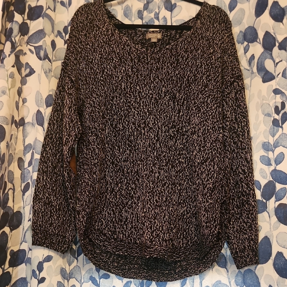 Cupcake Clothing Co. Black and White Knit Sweater With‎ Brown Elbow Pads Size L